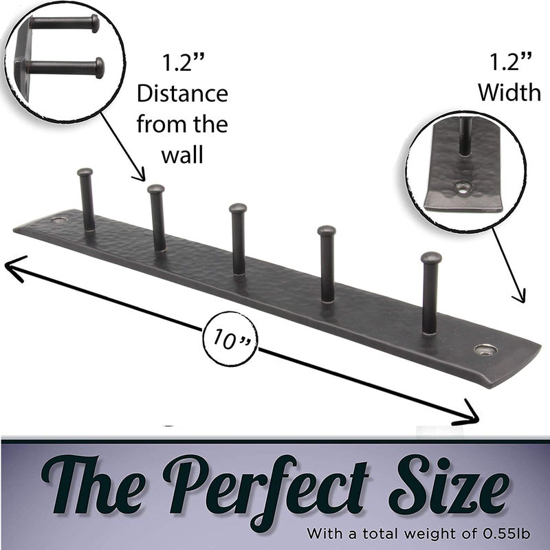 Stur-De Rustic Wall Hooks for Hanging Accessories, Towel, Leash, Jewelry Hanger - Farmhouse-Style Homes - Vintage Iron Keys and Towels Rack - 10 x 1.2 x 1.2 Inch - Image 3